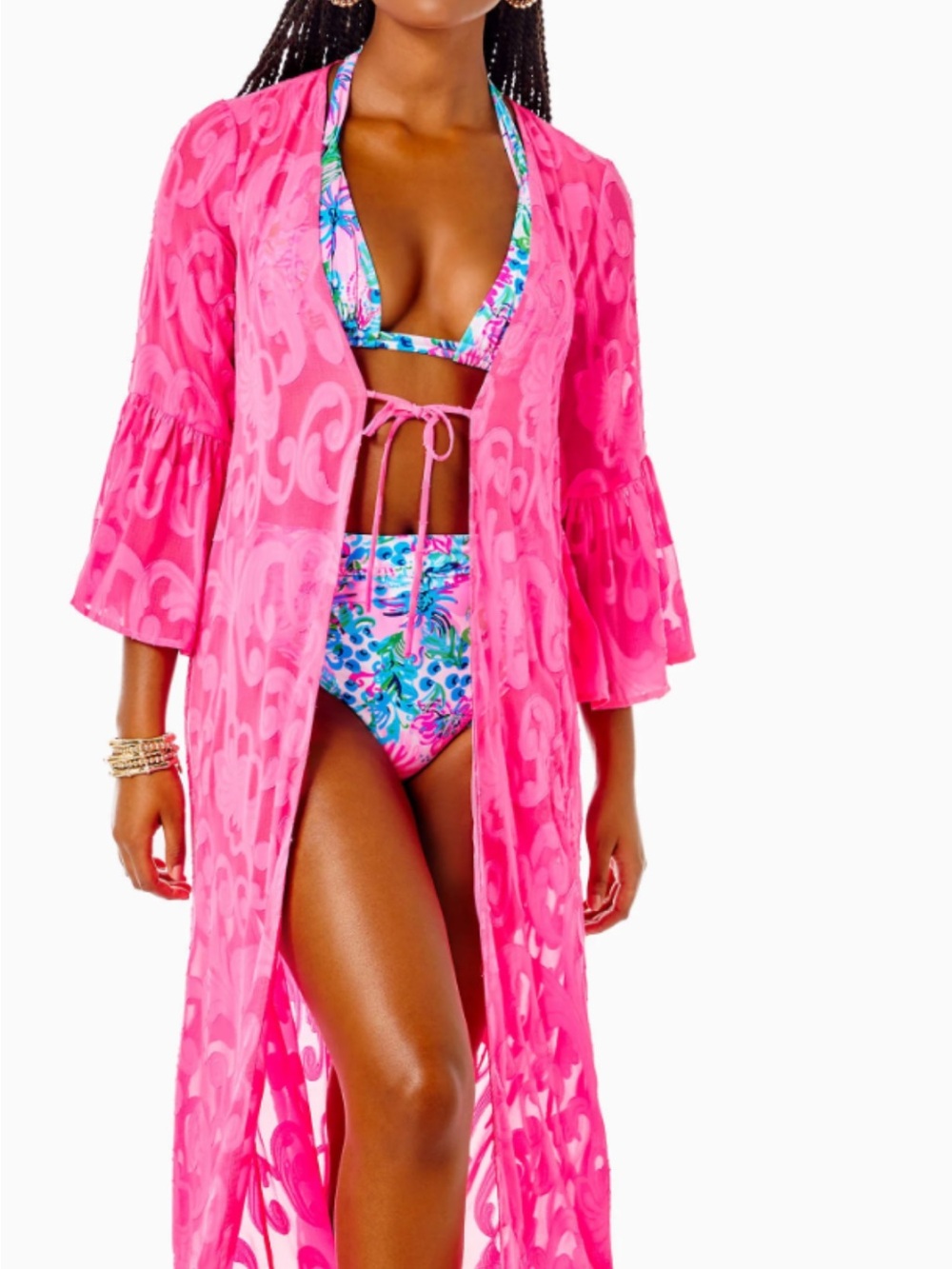Lilly Pulitzer Bright Pink Sheer Kimono Cover-Up